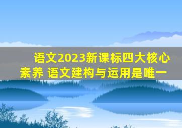 语文2023新课标四大核心素养 语文建构与运用是唯一